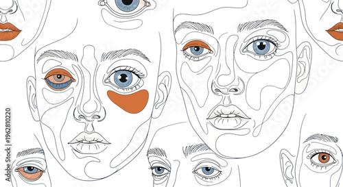 Faces with various eye makeup designs.