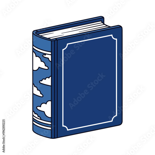 whimsical cloud motif hardcover book vector illustration