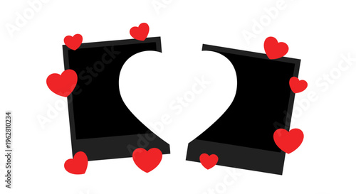 Black broken heart with red hearts.