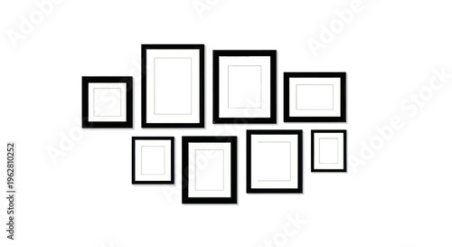 Collection of empty picture frames.