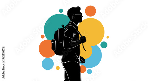 Man with Backpack and Short Hair.