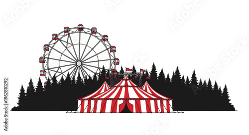 Red and white striped carnival tent.