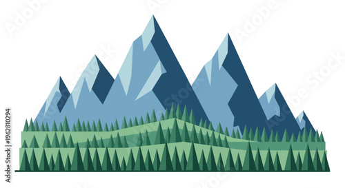 Illustration of mountain range landscape.