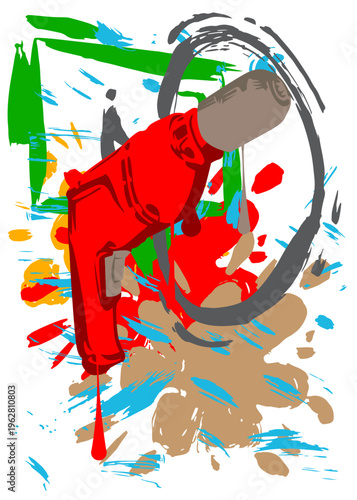 Drill graffiti. Abstract modern street art decoration performed in urban painting style.