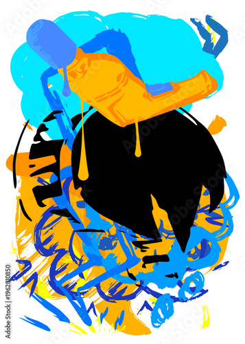 Drill graffiti. Abstract modern street art decoration performed in urban painting style.