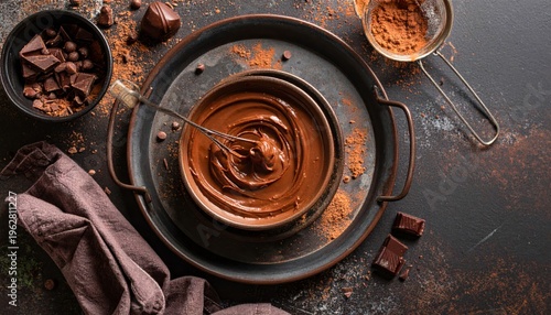 Chocolate batter in a bowl ready for delicious baking
