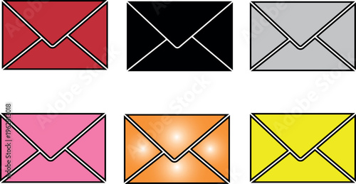 Email envelope icon collection modern message symbol set