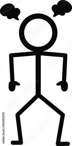 Annoyed Stickman Icon: Displeased and Questioning Pose