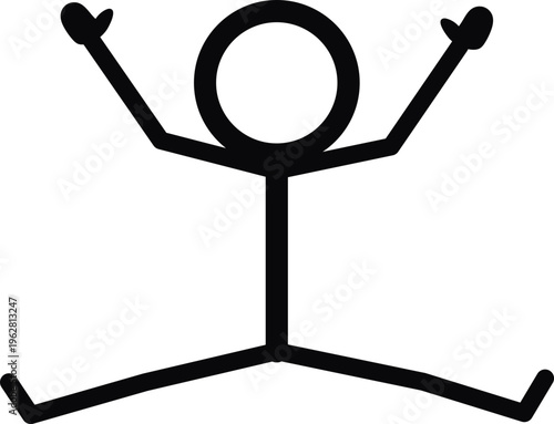 Cheering Stickman Icon: Excited and Joyful Pose