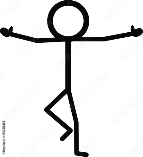 Joyful Stickman Icon: Happy Jumping or Cheering Pose