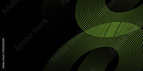 Halftone circular dots frame. Isolated circle dots texture on light green background. Dotted spray texture. black and light green spiral circle sound wave logo abstract design element. Eps 10.