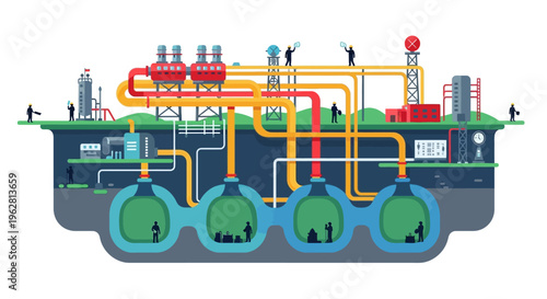 Industrial Oil and Gas Processing Plant Infrastructure.