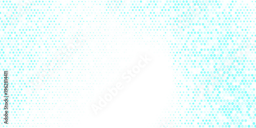 Hexagon halftone gradient texture. Abstract black grunge background. Geometric retro halftone tech wallpaper. Fading wavy hexagonal pattern backdrop. Vector vanishing honeycomb grunge bitmap overlay