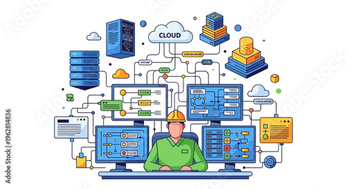 IT professional managing complex cloud computing infrastructure and data systems.
