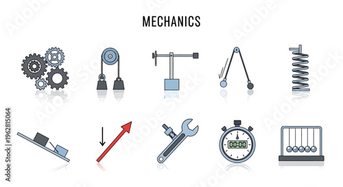 Mechanic tools and equipment icons set.