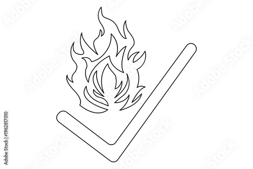 Fire icon continuous one line drawing minimalist style isolate outline vector illustration