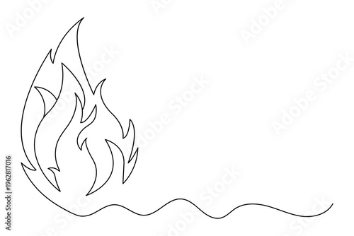 Fire icon continuous one line drawing minimalist style isolate outline vector illustration