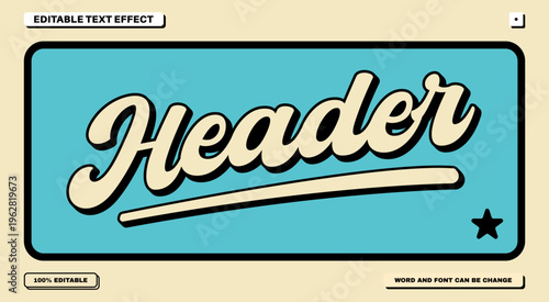 Header 3D Editable Text Effect with Retro Script Typography and Classic Blue Background
