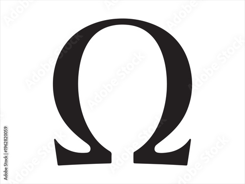 Omega symbol silhouette vector greek letter omega sign isolated on white background