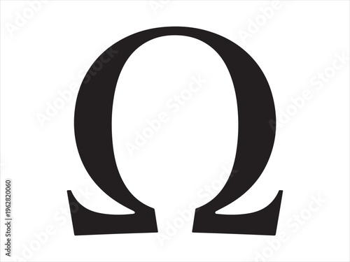 Omega symbol silhouette vector greek letter omega sign isolated on white background