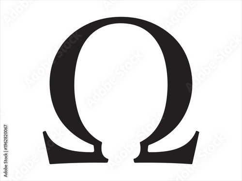 Omega symbol silhouette vector greek letter omega sign isolated on white background