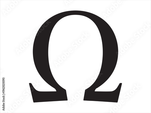 Omega symbol silhouette vector greek letter omega sign isolated on white background