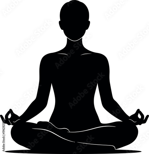 Silhouette of a person in lotus position yoga silhouette