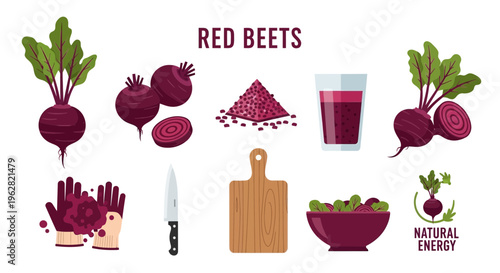 Red Beets Healthy Food Illustration.