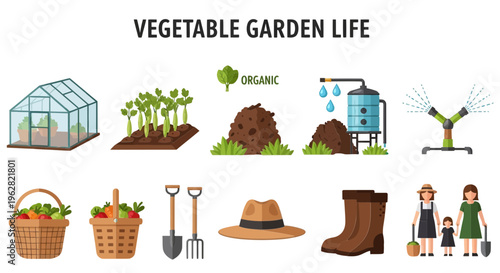 Vegetable garden life and organic farming.