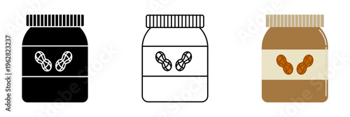 Peanut butter set icon on white background