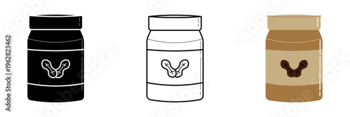 Peanut butter set icon on white background