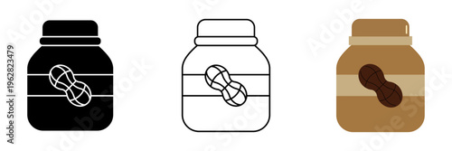 Peanut butter set icon on white background