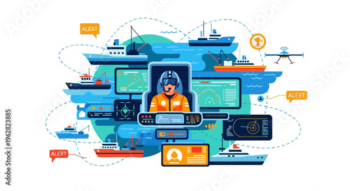 Maritime Logistics Control Center with Global Shipping Network.