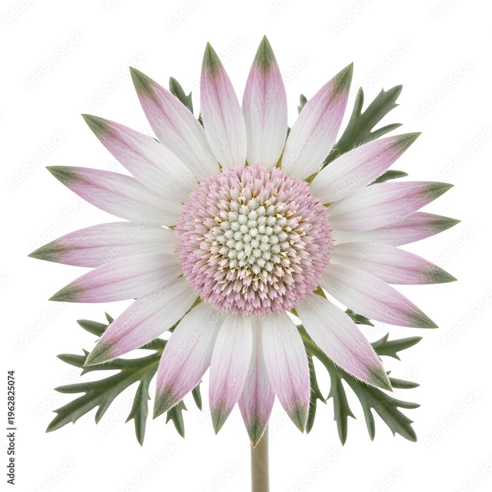 Obraz premium Pink Centered Flower Close Up Botanical Isolated White Background Beautiful Floral Design Isolated on transparent background