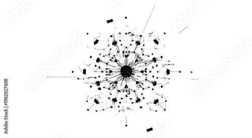 Abstract digital network structure visualizes complex data connections and intricate relationships, representing advanced technological communication pathways with small nodes and interconnected.