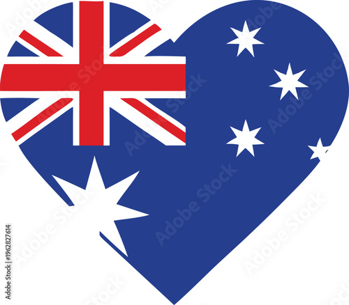A heart shaped graphic combining the flags of the united kingdom and australia