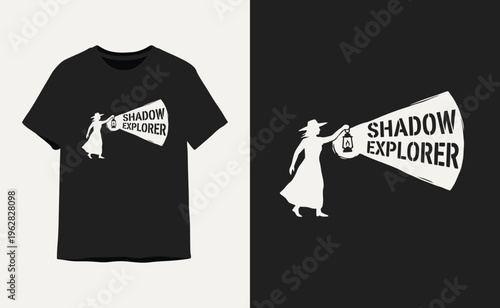 Shadow Explorer T-shirt Design with Lantern Silhouette