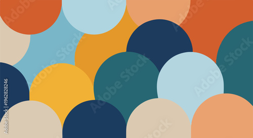 Colorful semi-circles overlapping to form an abstract artistic design