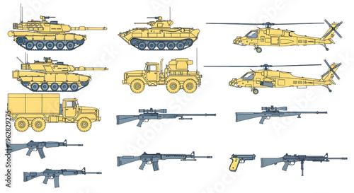 Military Vehicle Silhouette AutoCAD Vector Set – Armored Transport Multiview Technical Drawing Outline
