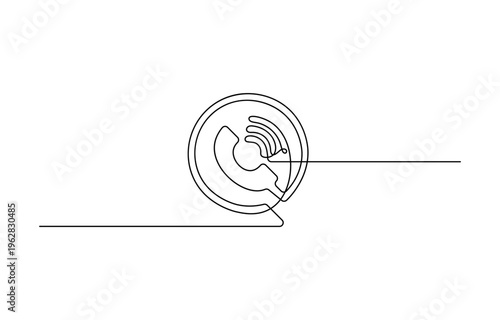Telephone receiver icon in circle continuous line vector illustration