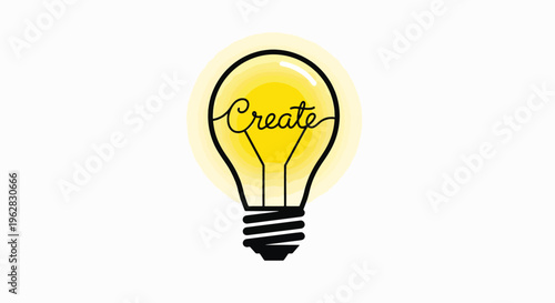 A simple illustration of a lightbulb with the word 'Create' written inside, against a clean white background with a minimalist design.