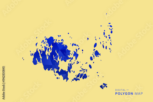 Aland Islands Map - Low poly polygon map in deep blue gradient on soft beige background, modern minimal geometric design, clean abstract vector illustration with faceted triangulated style.