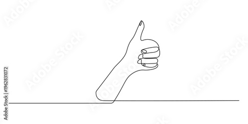 Thumbs up hand gesture continuous line vector illustration