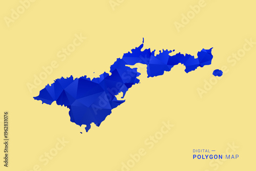 American Samoa Map - Low poly polygon map in deep blue gradient on soft beige background, modern minimal geometric design, clean abstract vector illustration with faceted triangulated style.