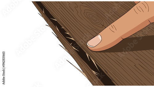 Wood Grain Texture Inspection, Quality Control Finger Touch, Material Surface Check