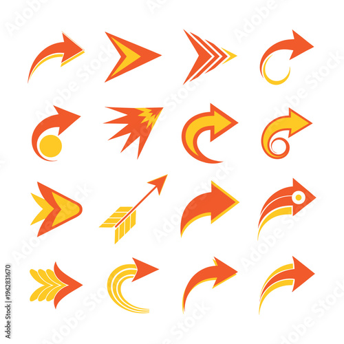 Dynamic Orange and Yellow Arrow Logos for Tech and Speed