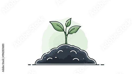 Seedling Sprout Growing in Soil - Business Growth Concept Illustration