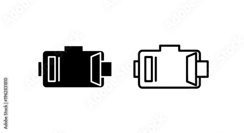 Car battery terminal icon set, electrical automotive connectors