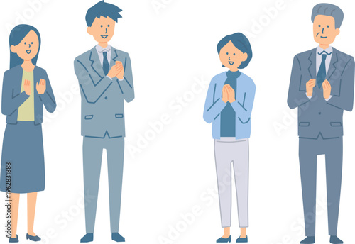 拍手する社員たちのイラスト