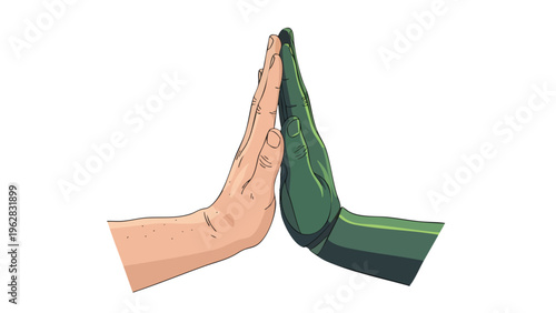 Diverse Hands High Five, Teamwork, Unity, Collaboration, Support, Partnership Concept